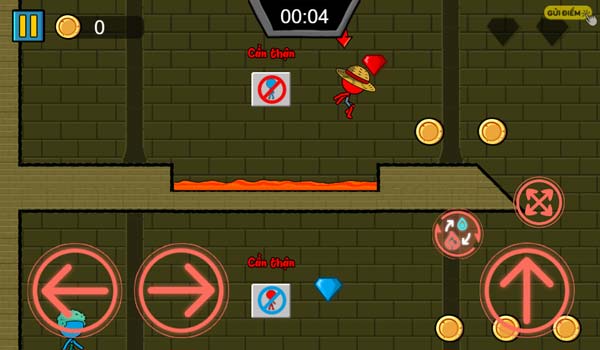 Điều khiển 2 nhân vật Lửa và Nước thật khéo léo