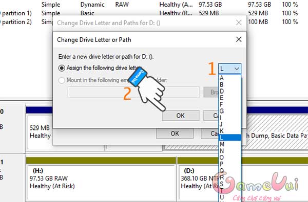 Chọn chữ cái muốn đổi