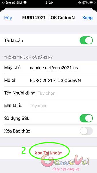 Xóa tài khoản
