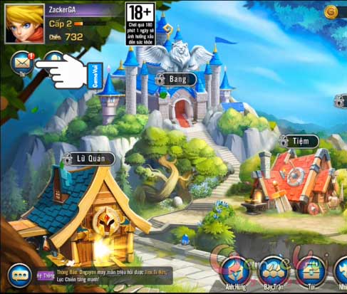 Ấn biểu tượng hộp thư