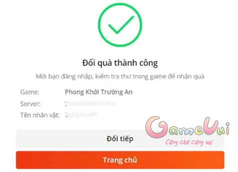 Đổi quà thành công