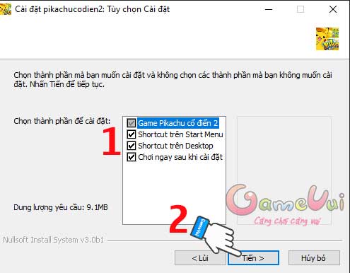 Thành phần để cài đặt