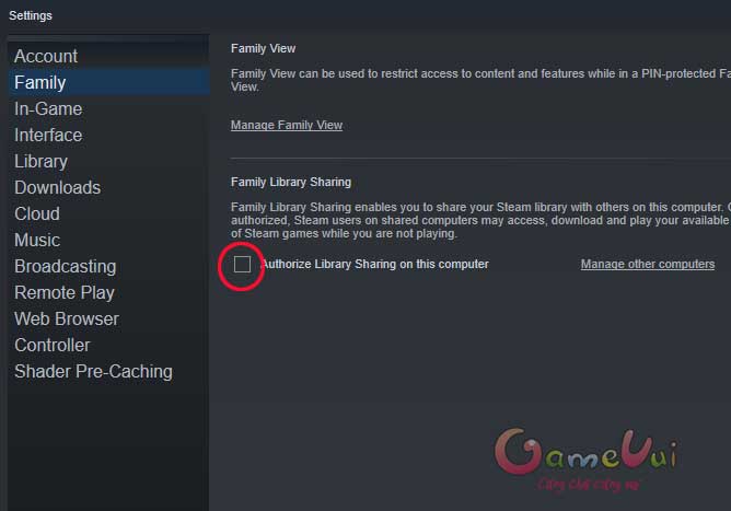 Authorize Library Sharing on this computer