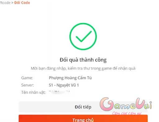 Đổi quà thành công