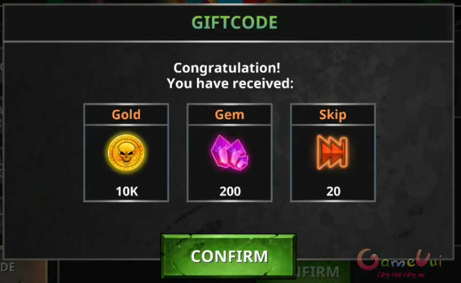 Nhập code thành công