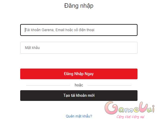 Đăng nhập tài khoản Garena