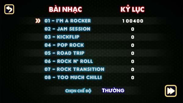 Lựa chọn các bài nhạc để thử sức