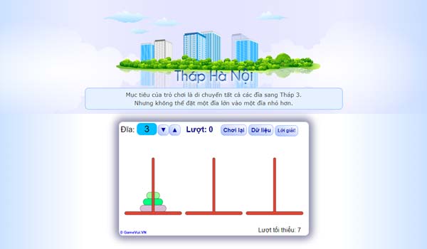 Chơi game Tháp Hà Nội - GameVui
