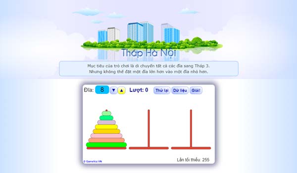 Tối đa là 8 đĩa, các bạn sẽ giải như thế nào?