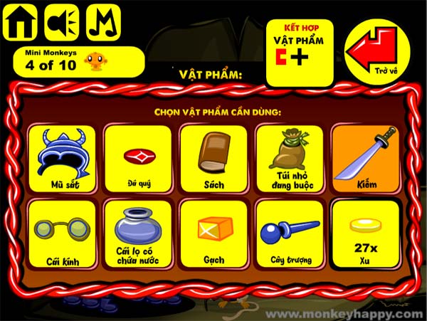 Thu thập các vật phẩm cần thiết