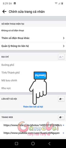 Thêm liên kết xã hội