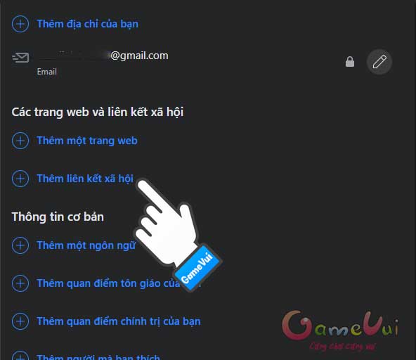 Thêm liên kết xã hội