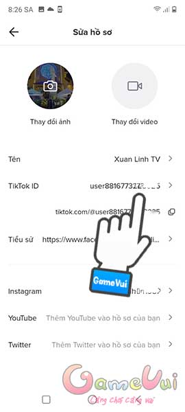 Chọn TikTok ID