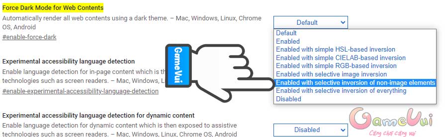 Enabled with selective inversion of non-image elements