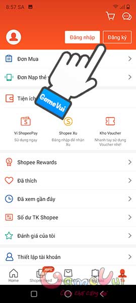 Chạm nút Đăng ký