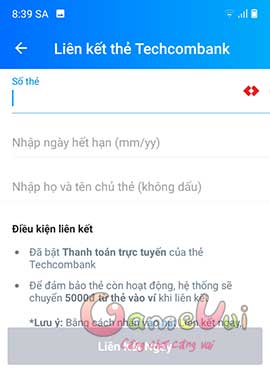 Điền số thẻ