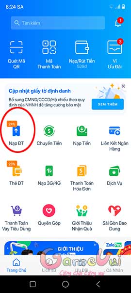 Nạp điện thoại
