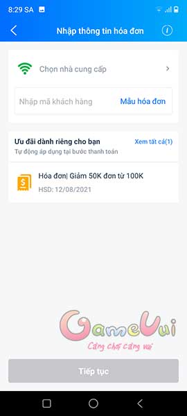 Nhập thông tin hóa đơn