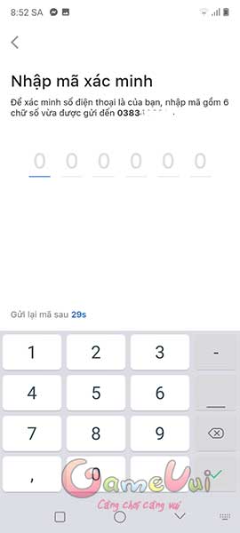 Nhập mã xác minh