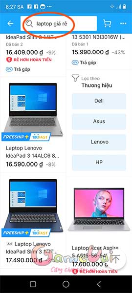 Tìm sản phẩm cần mua