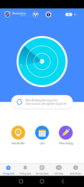Quét xung quanh để tìm người sử dụng Bluezone