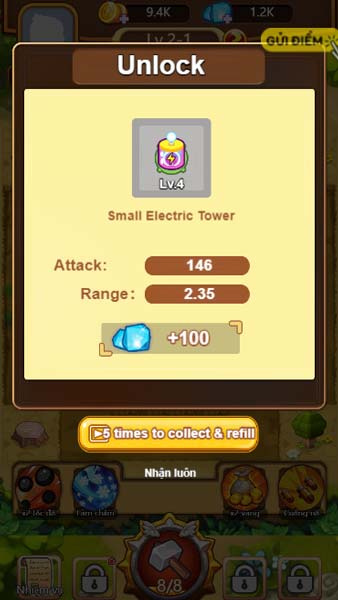 Mở khóa các loại tháp pháo mới