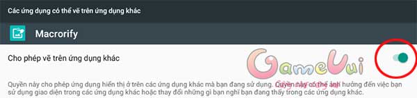 Cho phép Macrorify vẽ trên ứng dụng khác