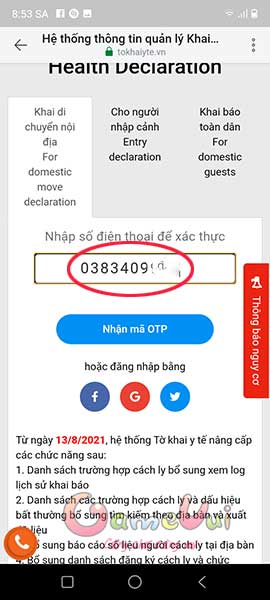 Nhập số điện thoại
