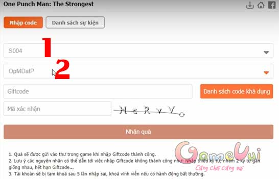Chọn server và nhân vật
