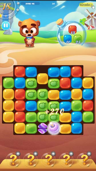 Bấm và phá vỡ những khối kẹo ngọt, thạch... liền và cùng màu