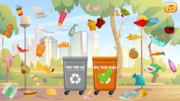 Bỏ đúng loại rác vào thùng đựng để phân loại