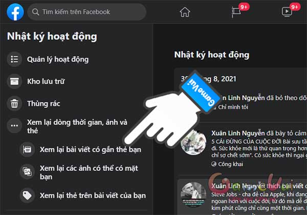 Xem lại bài viết có gắn thẻ bạn