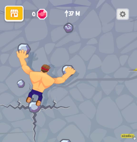 Điều khiển Ninja bám, móc vào những hòn đá