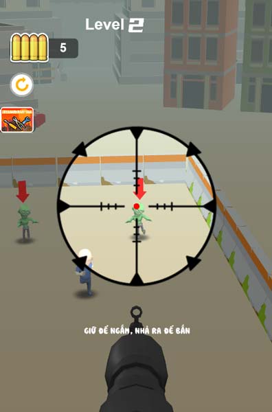 Dùng các loại súng tiêu diệt Zombie và bảo vệ con người