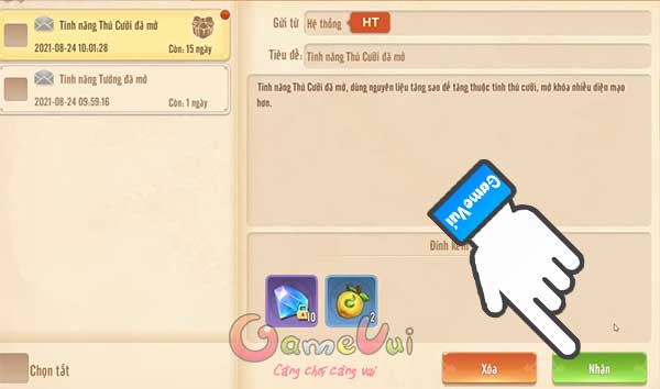 Ấn nhận để nhận quà