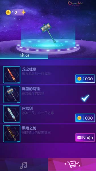 Mở khóa các loại vũ khí để dùng trong thử thách