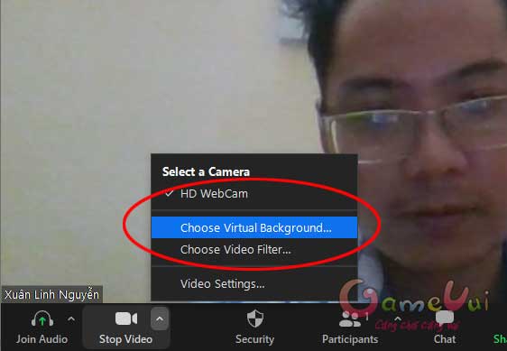 Choose virtual background