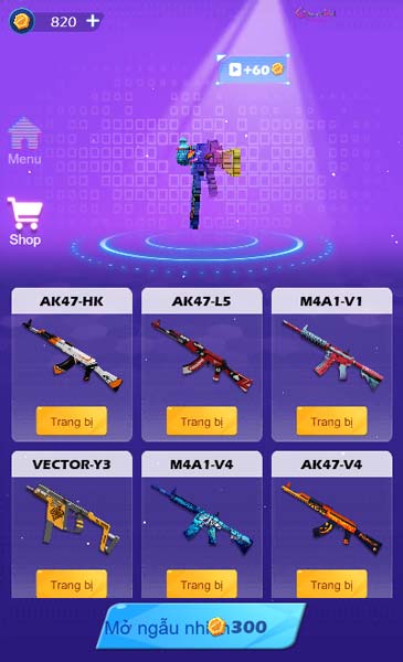 Các mẫu súng trong Shop cửa hàng
