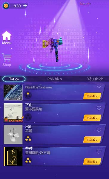 Danh sách những bài hát để người chơi chinh phục