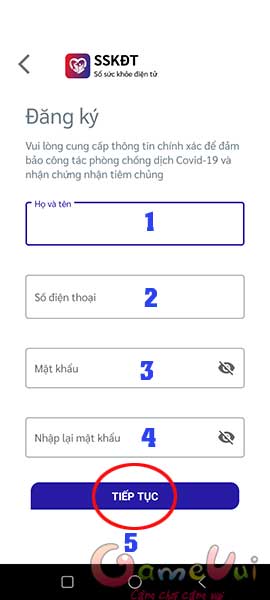 Điền thông tin đăng ký