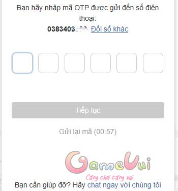 Nhập mã xác thực