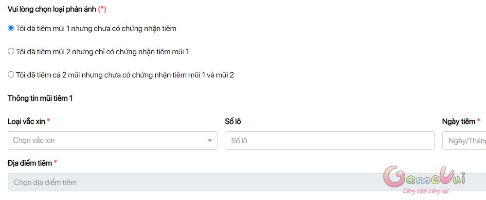 Chọn loại phản ánh