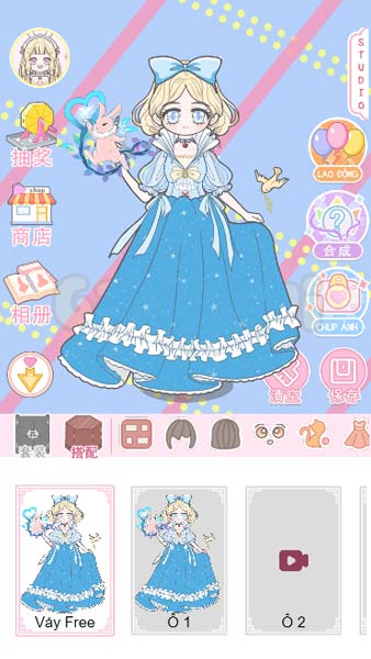 Các mẫu váy, tóc và Pet đa dạng