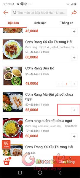 Ấn dấu cộng để thêm vào giỏ hàng