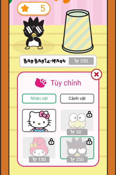 Các nhân vật và ảnh nền trong Shop cửa hàng