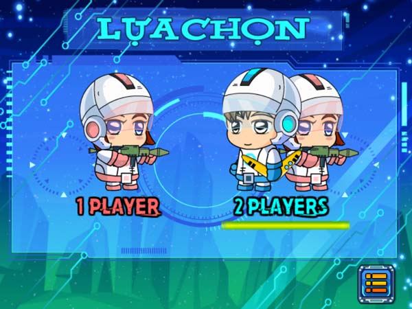 Lựa chọn chế độ chơi 1 hoặc 2 người
