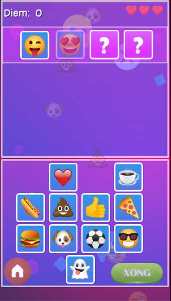 Xếp 4 emoji lên phía trên