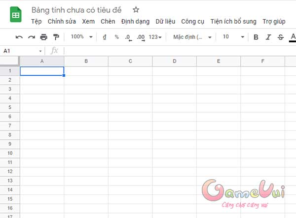Giao diện Google Sheets
