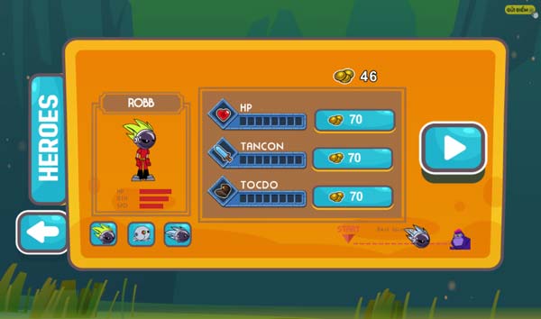 Các nhân vật và tính năng nâng cấp sức mạnh