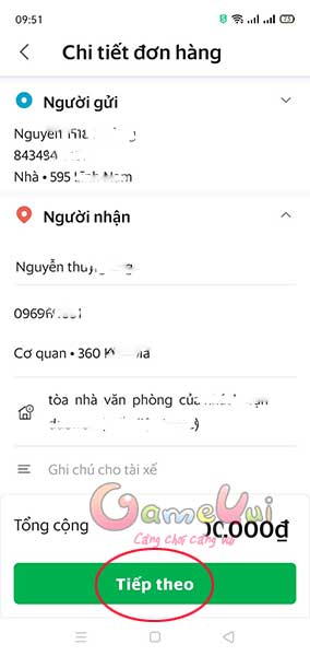 Điền thông tin người nhận và loại hàng hóa